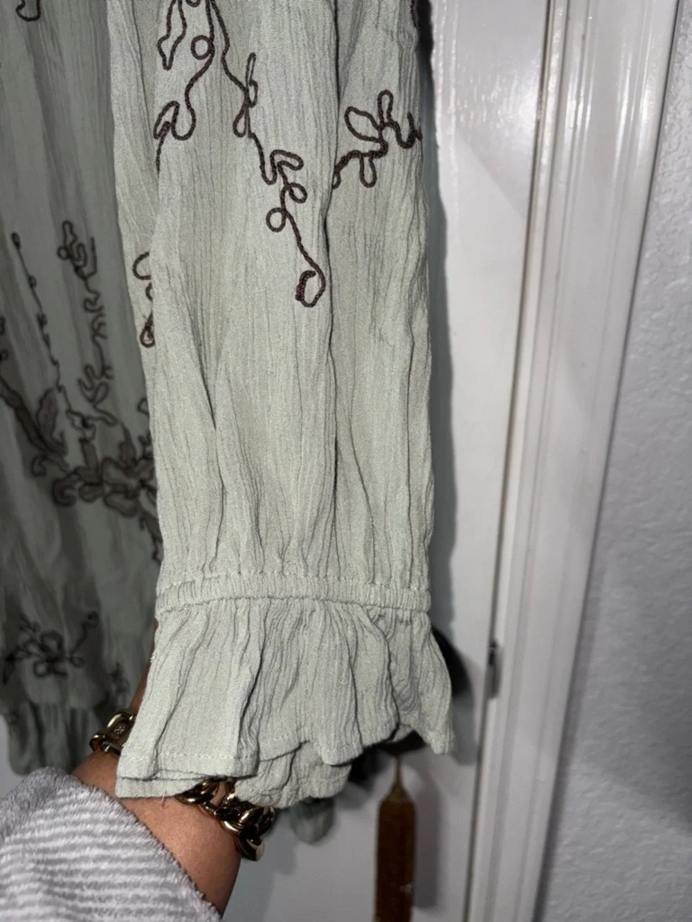 Free People Sage Green Embroidered High-Low Dress - Picture 4 of 4